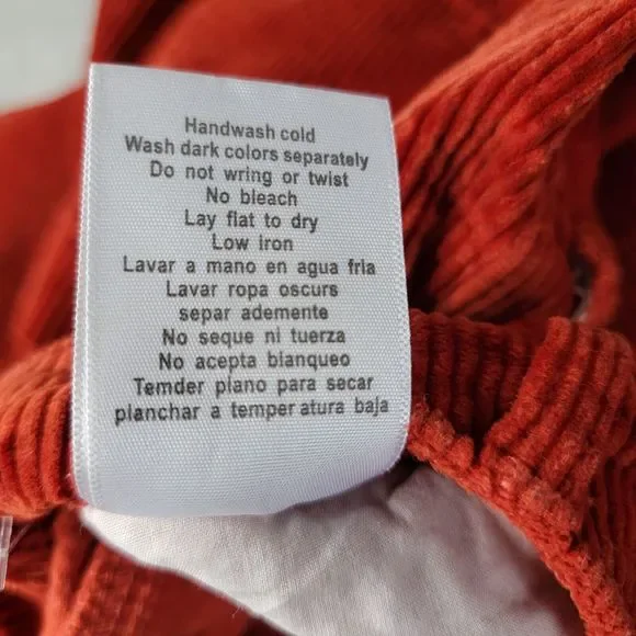 Judy Blue‎ Corduroy Cropped Carpenter Pants 28 Stretch Slim Fit High Waist Rust - Picture 11 of 13